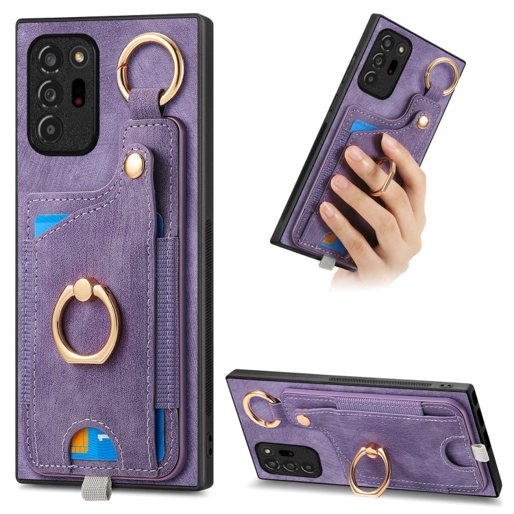 Retro Skin-feel Ring Card Bag Phone Case with Hang Loop