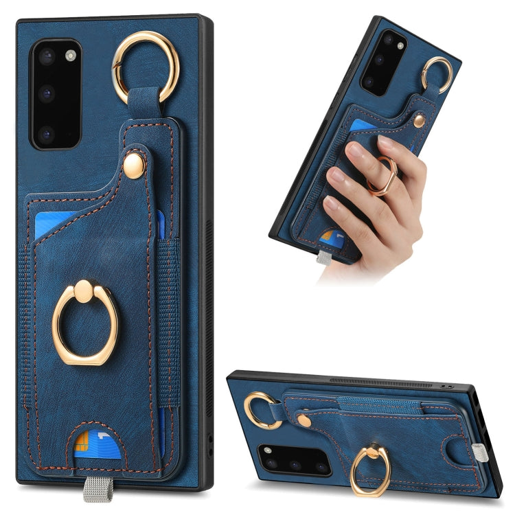 Retro Skin-feel Ring Card Bag Phone Case with Hang Loop