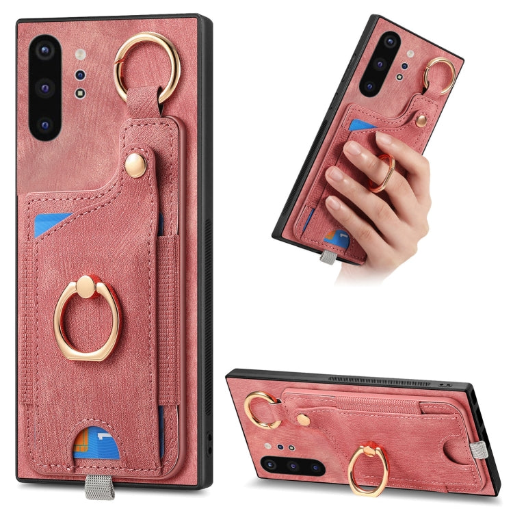 Retro Skin-feel Ring Card Bag Phone Case with Hang Loop