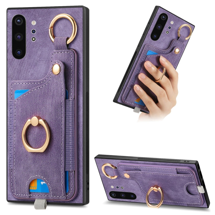 Retro Skin-feel Ring Card Bag Phone Case with Hang Loop