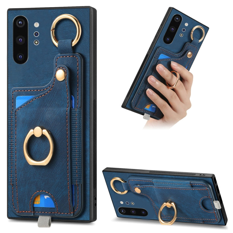 Retro Skin-feel Ring Card Bag Phone Case with Hang Loop
