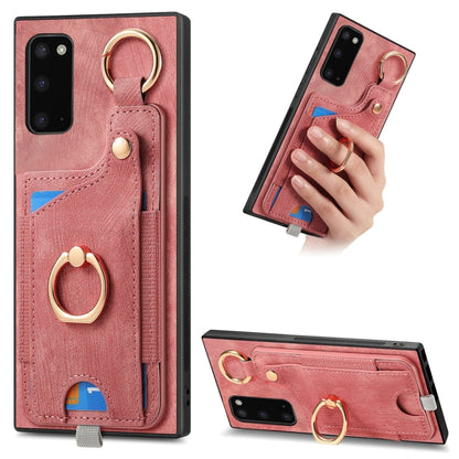 Retro Skin-feel Ring Card Bag Phone Case with Hang Loop