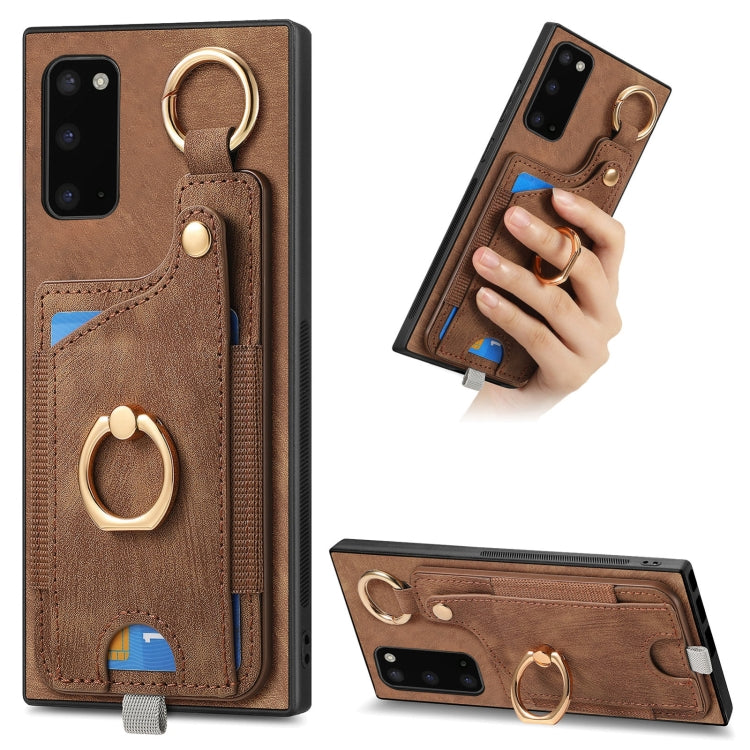 Retro Skin-feel Ring Card Bag Phone Case with Hang Loop