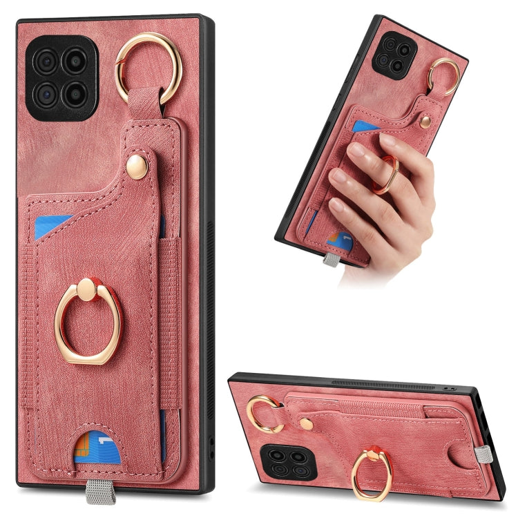 Retro Skin-feel Ring Card Bag Phone Case with Hang Loop