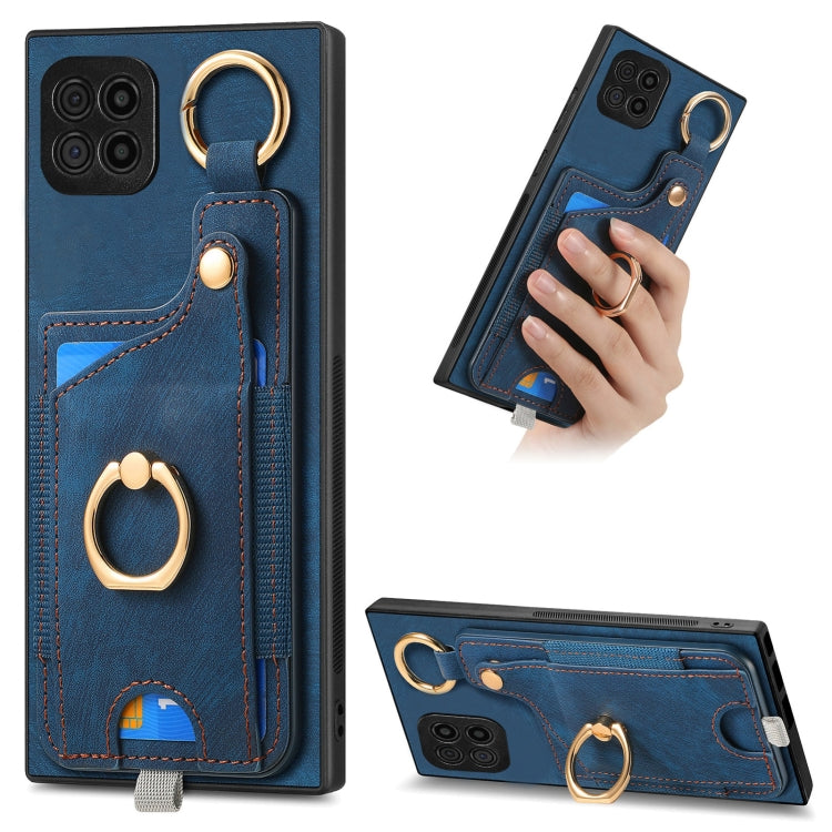 Retro Skin-feel Ring Card Bag Phone Case with Hang Loop