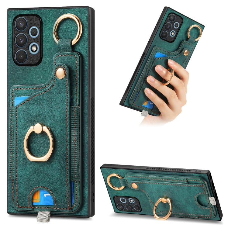 Retro Skin-feel Ring Card Bag Phone Case with Hang Loop