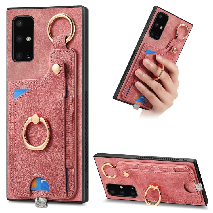 Retro Skin-feel Ring Card Bag Phone Case with Hang Loop