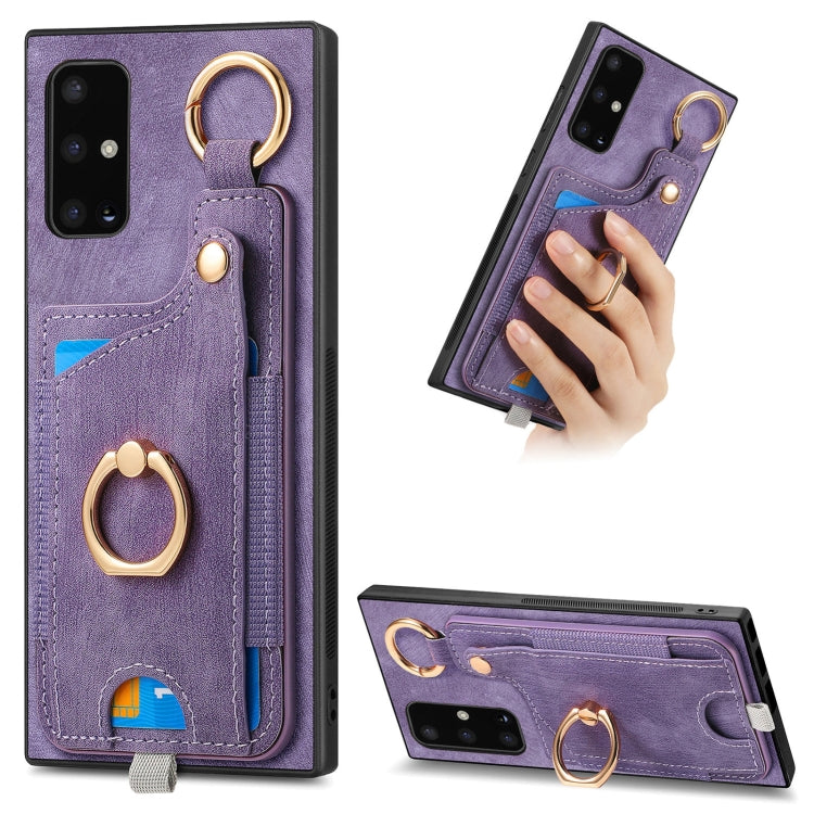 Retro Skin-feel Ring Card Bag Phone Case with Hang Loop