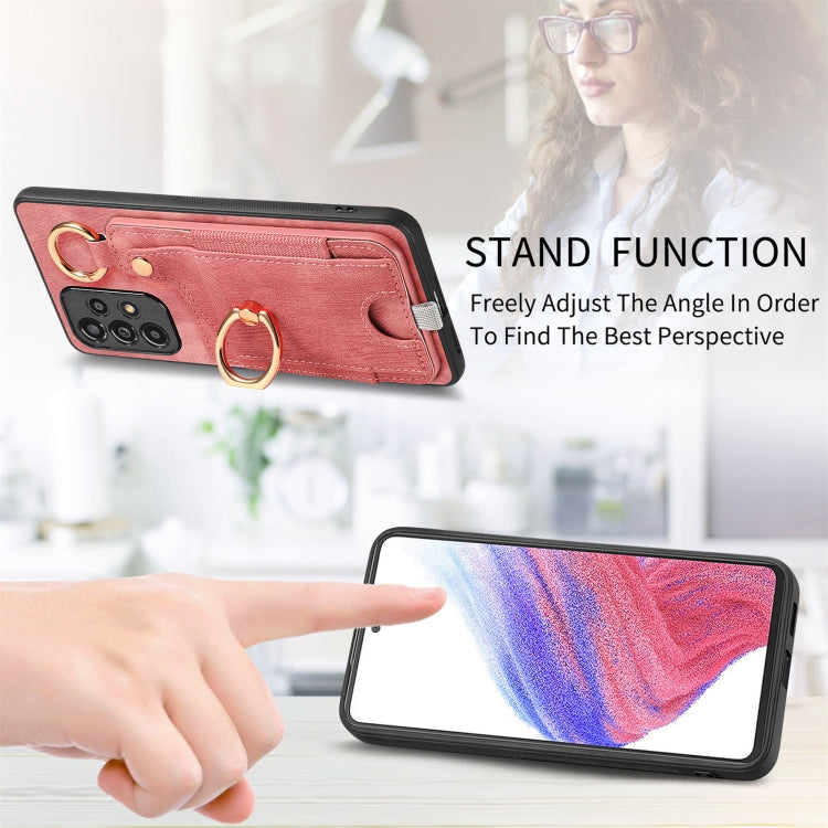 Retro Skin-feel Ring Card Bag Phone Case with Hang Loop