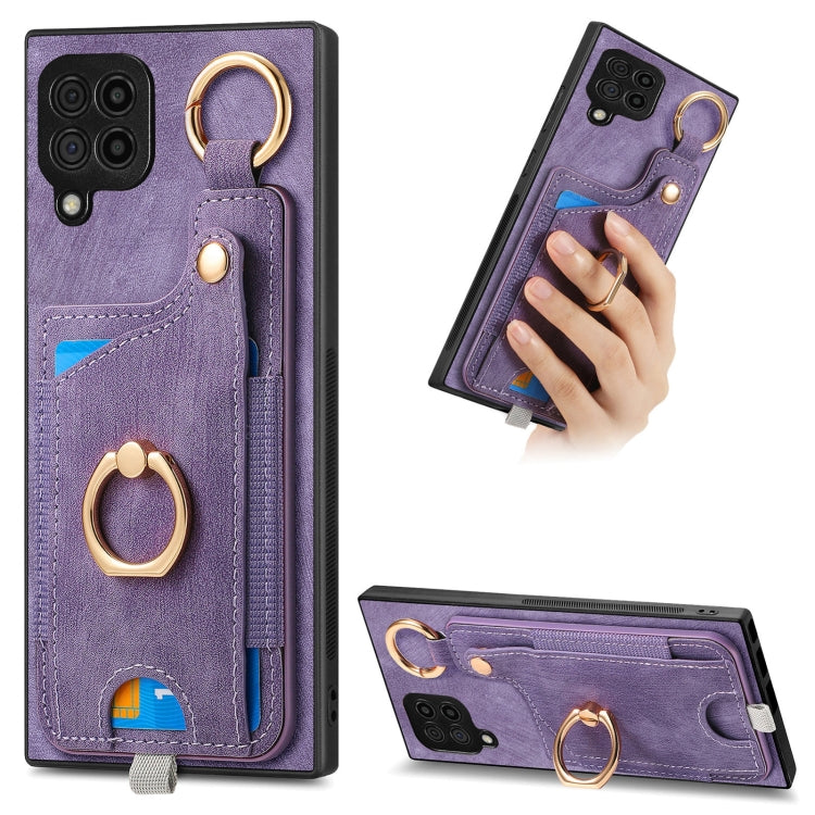 Retro Skin-feel Ring Card Bag Phone Case with Hang Loop