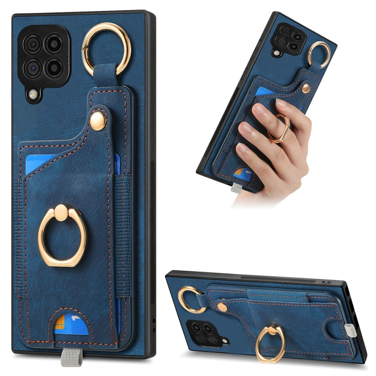 Retro Skin-feel Ring Card Bag Phone Case with Hang Loop