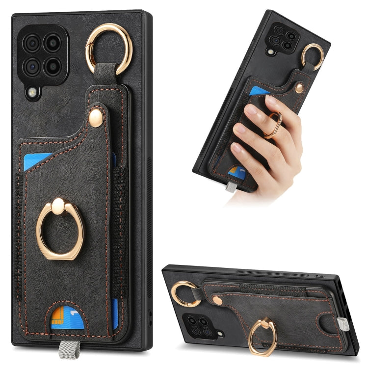Retro Skin-feel Ring Card Bag Phone Case with Hang Loop