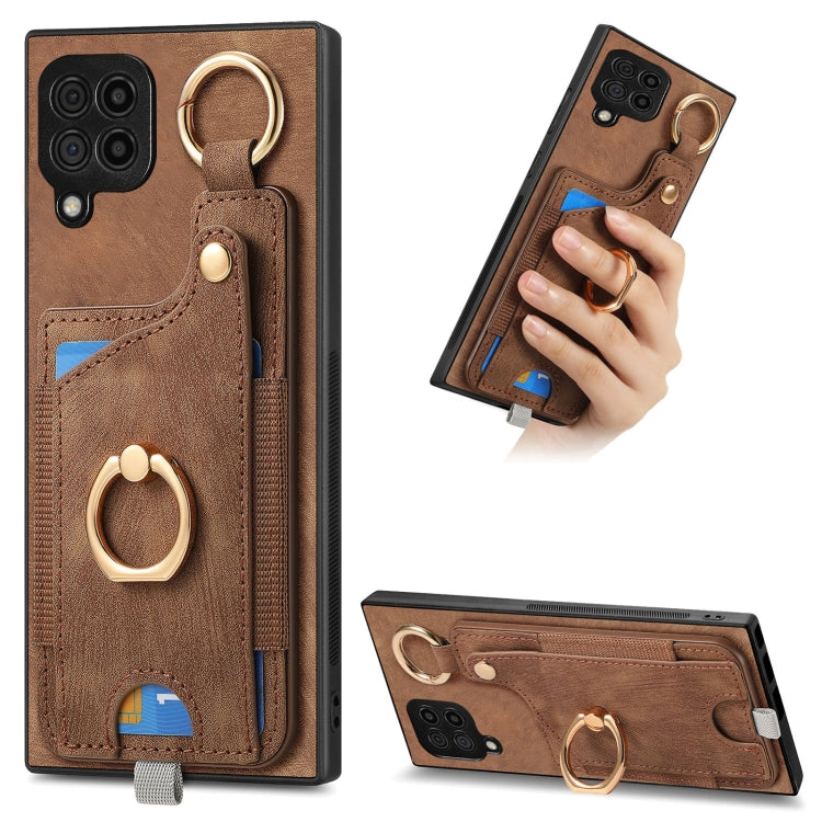 Retro Skin-feel Ring Card Bag Phone Case with Hang Loop