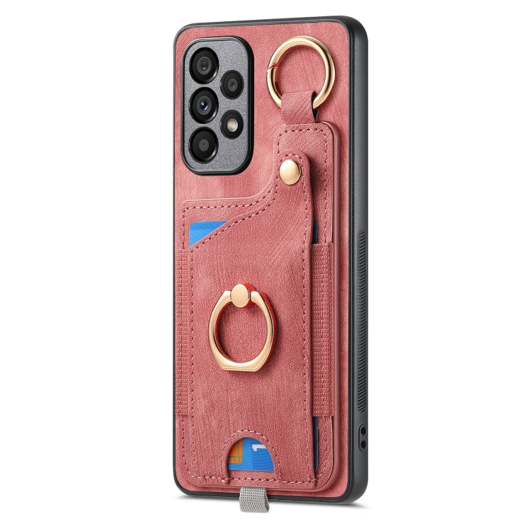 Retro Skin-feel Ring Card Bag Phone Case with Hang Loop