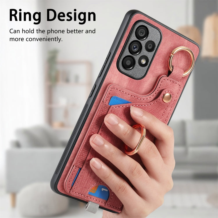 Retro Skin-feel Ring Card Bag Phone Case with Hang Loop