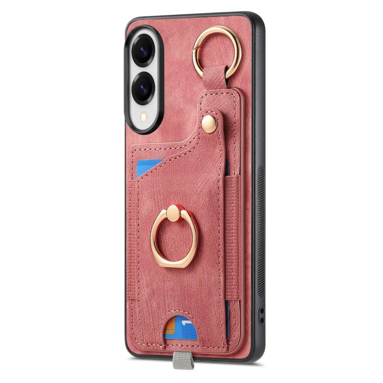 Retro Skin-feel Ring Card Bag Phone Case with Hang Loop