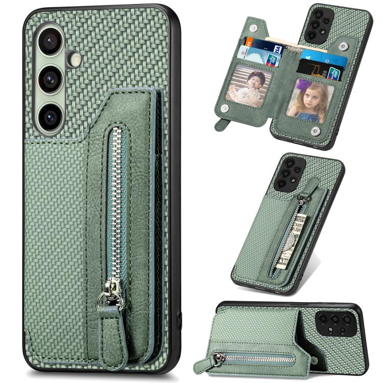 Carbon Fiber Horizontal Flip Zipper Wallet Phone Case, For Samsung Galaxy S25 Edge 5G, For Samsung Galaxy A56 5G, For Samsung Galaxy A36, For Samsung Galaxy S25 5G, For Samsung Galaxy S25+ 5G, For Samsung Galaxy S25 Ultra 5G����������������������������...