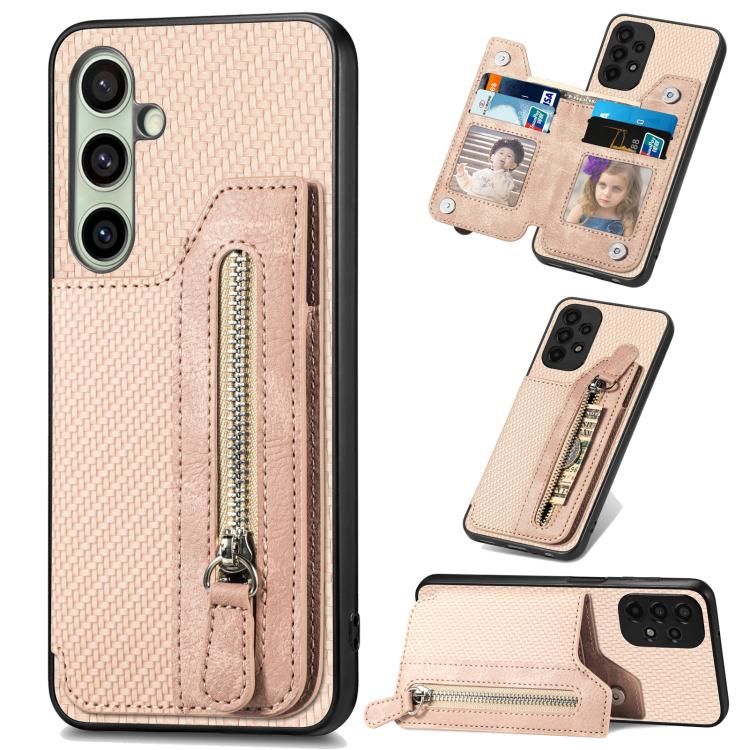 Carbon Fiber Horizontal Flip Zipper Wallet Phone Case, For Samsung Galaxy S25 Edge 5G, For Samsung Galaxy A56 5G, For Samsung Galaxy A36, For Samsung Galaxy S25 5G, For Samsung Galaxy S25+ 5G, For Samsung Galaxy S25 Ultra 5G����������������������������...