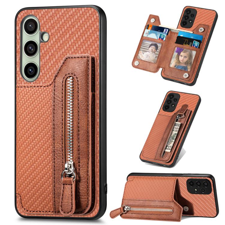 Carbon Fiber Horizontal Flip Zipper Wallet Phone Case, For Samsung Galaxy S25 Edge 5G, For Samsung Galaxy A56 5G, For Samsung Galaxy A36, For Samsung Galaxy S25 5G, For Samsung Galaxy S25+ 5G, For Samsung Galaxy S25 Ultra 5G����������������������������...