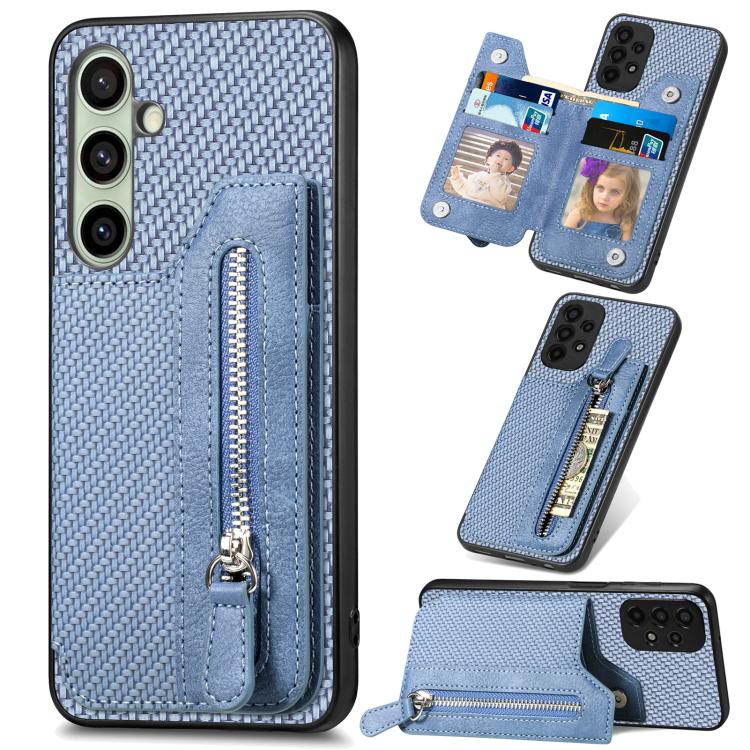 Carbon Fiber Horizontal Flip Zipper Wallet Phone Case, For Samsung Galaxy S25 Edge 5G, For Samsung Galaxy A56 5G, For Samsung Galaxy A36, For Samsung Galaxy S25 5G, For Samsung Galaxy S25+ 5G, For Samsung Galaxy S25 Ultra 5G����������������������������...