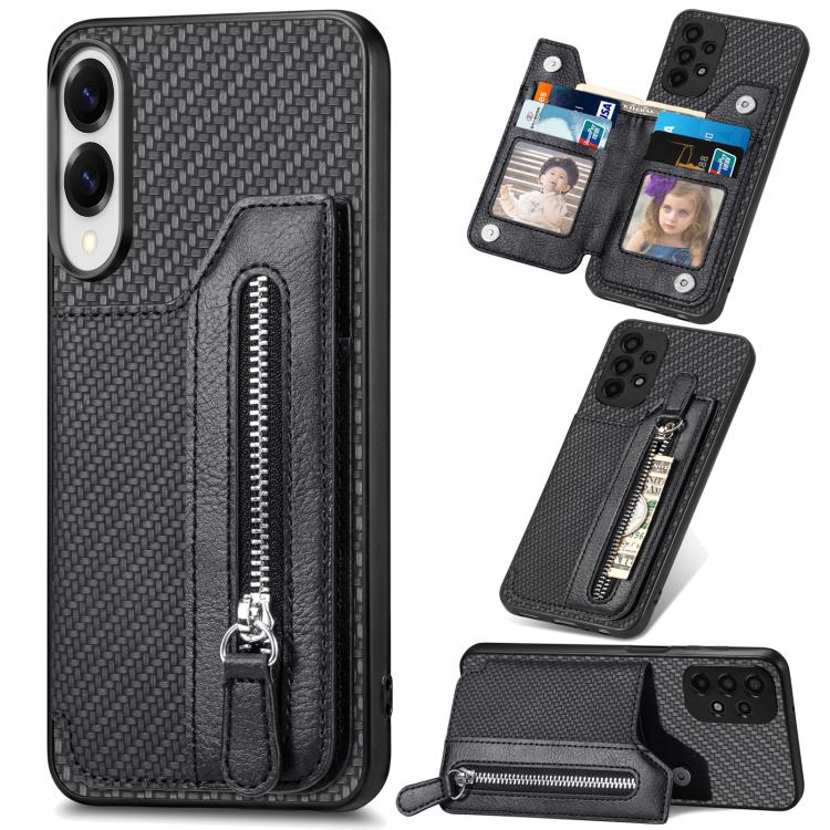 Carbon Fiber Horizontal Flip Zipper Wallet Phone Case, For Samsung Galaxy S25 Edge 5G, For Samsung Galaxy A56 5G, For Samsung Galaxy A36, For Samsung Galaxy S25 5G, For Samsung Galaxy S25+ 5G, For Samsung Galaxy S25 Ultra 5G����������������������������...