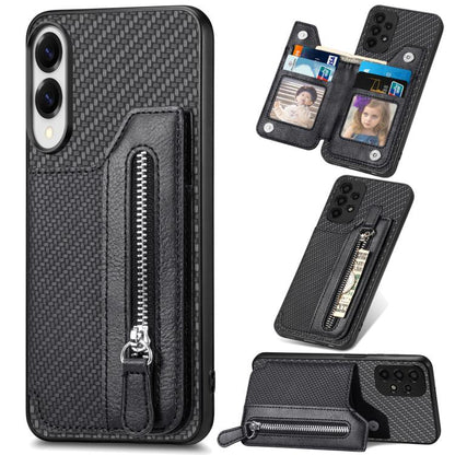 Carbon Fiber Horizontal Flip Zipper Wallet Phone Case, For Samsung Galaxy S25 Edge 5G, For Samsung Galaxy A56 5G, For Samsung Galaxy A36, For Samsung Galaxy S25 5G, For Samsung Galaxy S25+ 5G, For Samsung Galaxy S25 Ultra 5G����������������������������...