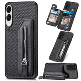 Carbon Fiber Horizontal Flip Zipper Wallet Phone Case, For Samsung Galaxy S25 Edge 5G, For Samsung Galaxy A56 5G, For Samsung Galaxy A36, For Samsung Galaxy S25 5G, For Samsung Galaxy S25+ 5G, For Samsung Galaxy S25 Ultra 5G����������������������������...