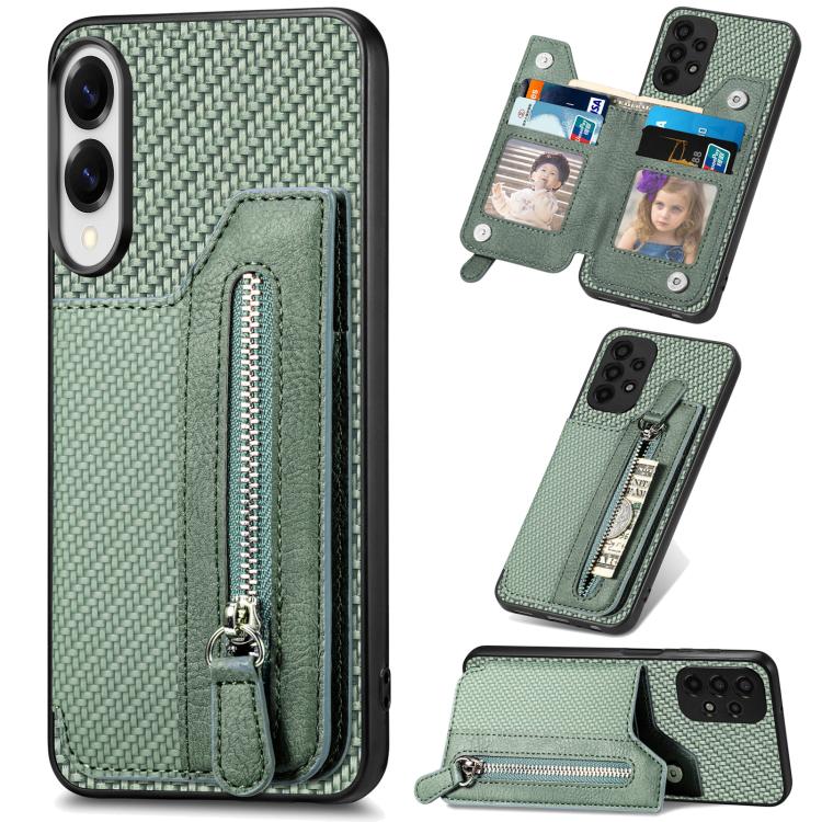 Carbon Fiber Horizontal Flip Zipper Wallet Phone Case, For Samsung Galaxy S25 Edge 5G, For Samsung Galaxy A56 5G, For Samsung Galaxy A36, For Samsung Galaxy S25 5G, For Samsung Galaxy S25+ 5G, For Samsung Galaxy S25 Ultra 5G����������������������������...