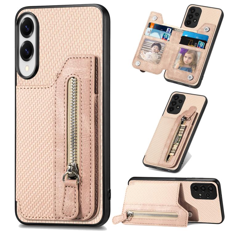 Carbon Fiber Horizontal Flip Zipper Wallet Phone Case, For Samsung Galaxy S25 Edge 5G, For Samsung Galaxy A56 5G, For Samsung Galaxy A36, For Samsung Galaxy S25 5G, For Samsung Galaxy S25+ 5G, For Samsung Galaxy S25 Ultra 5G����������������������������...