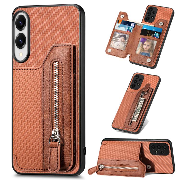Carbon Fiber Horizontal Flip Zipper Wallet Phone Case, For Samsung Galaxy S25 Edge 5G, For Samsung Galaxy A56 5G, For Samsung Galaxy A36, For Samsung Galaxy S25 5G, For Samsung Galaxy S25+ 5G, For Samsung Galaxy S25 Ultra 5G����������������������������...