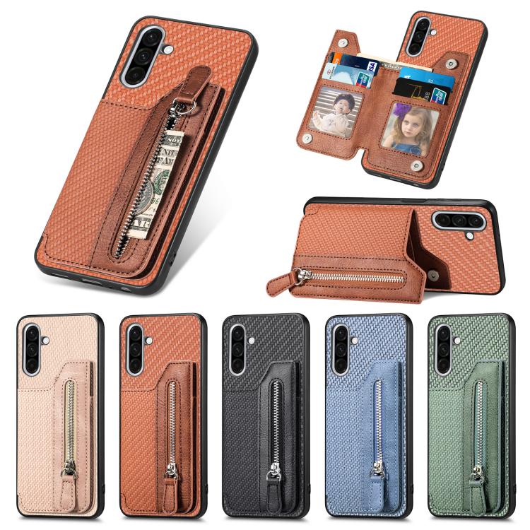 Carbon Fiber Horizontal Flip Zipper Wallet Phone Case, For Samsung Galaxy S25 Edge 5G, For Samsung Galaxy A56 5G, For Samsung Galaxy A36, For Samsung Galaxy S25 5G, For Samsung Galaxy S25+ 5G, For Samsung Galaxy S25 Ultra 5G����������������������������...
