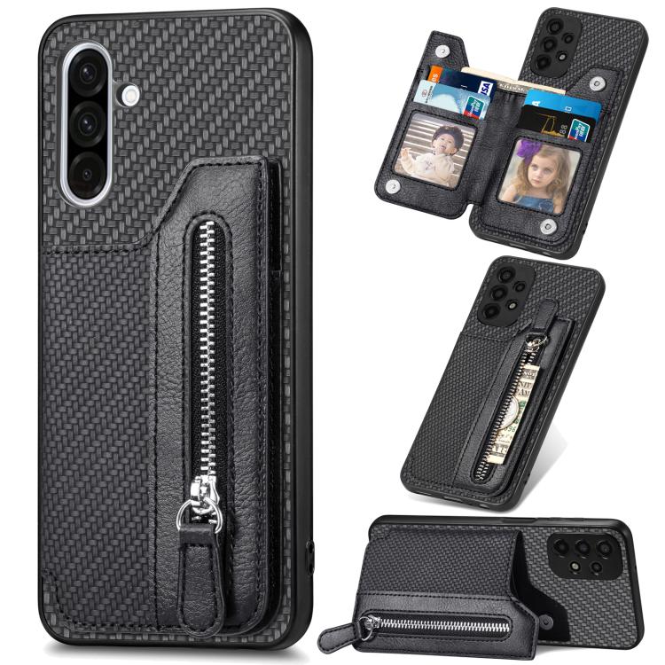 Carbon Fiber Horizontal Flip Zipper Wallet Phone Case, For Samsung Galaxy S25 Edge 5G, For Samsung Galaxy A56 5G, For Samsung Galaxy A36, For Samsung Galaxy S25 5G, For Samsung Galaxy S25+ 5G, For Samsung Galaxy S25 Ultra 5G����������������������������...