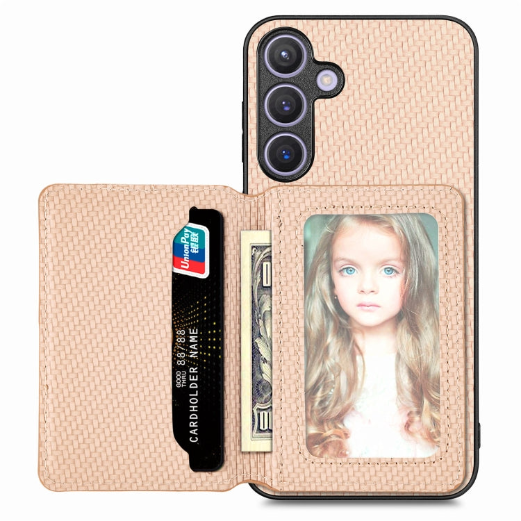 Carbon Fiber Magnetic Card Wallet RFID Blocking Phone Case, For Samsung Galaxy S25 Edge 5G, For Samsung Galaxy A56 5G, For Samsung Galaxy A36, For Samsung Galaxy S25 5G, For Samsung Galaxy S25+ 5G, For Samsung Galaxy S25 Ultra 5G�����������������������...