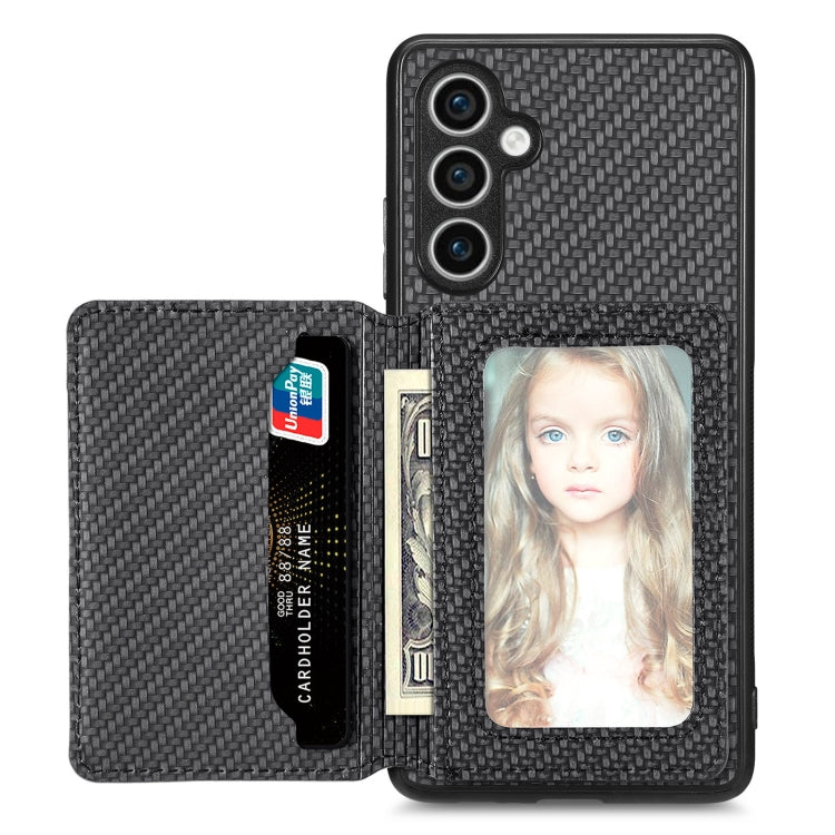 Carbon Fiber Magnetic Card Wallet RFID Blocking Phone Case, For Samsung Galaxy S23 FE 5G