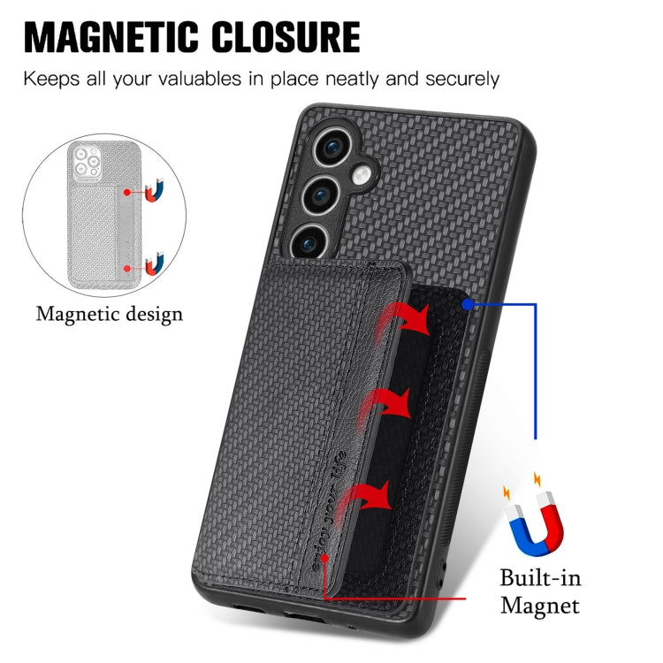 Carbon Fiber Magnetic Card Wallet RFID Blocking Phone Case, For Samsung Galaxy S23 FE 5G