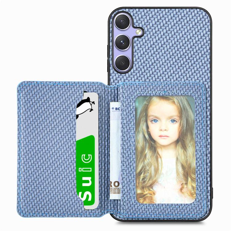 Carbon Fiber Magnetic Card Wallet RFID Blocking Phone Case, For Samsung Galaxy S25 Edge 5G, For Samsung Galaxy A56 5G, For Samsung Galaxy A36, For Samsung Galaxy S25 5G, For Samsung Galaxy S25+ 5G, For Samsung Galaxy S25 Ultra 5G�����������������������...