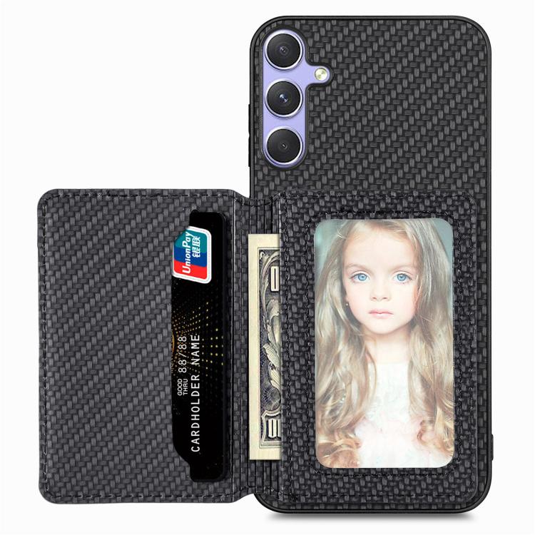 Carbon Fiber Magnetic Card Wallet RFID Blocking Phone Case, For Samsung Galaxy S25 Edge 5G, For Samsung Galaxy A56 5G, For Samsung Galaxy A36, For Samsung Galaxy S25 5G, For Samsung Galaxy S25+ 5G, For Samsung Galaxy S25 Ultra 5G�����������������������...