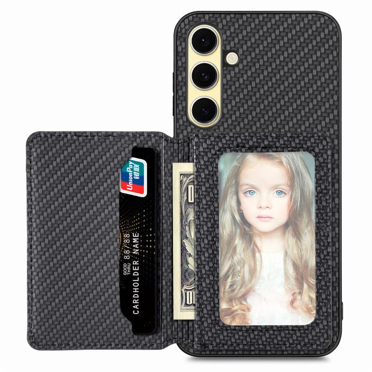 Carbon Fiber Magnetic Card Wallet RFID Blocking Phone Case, For Samsung Galaxy S25 Edge 5G, For Samsung Galaxy A56 5G, For Samsung Galaxy A36, For Samsung Galaxy S25 5G, For Samsung Galaxy S25+ 5G, For Samsung Galaxy S25 Ultra 5G�����������������������...