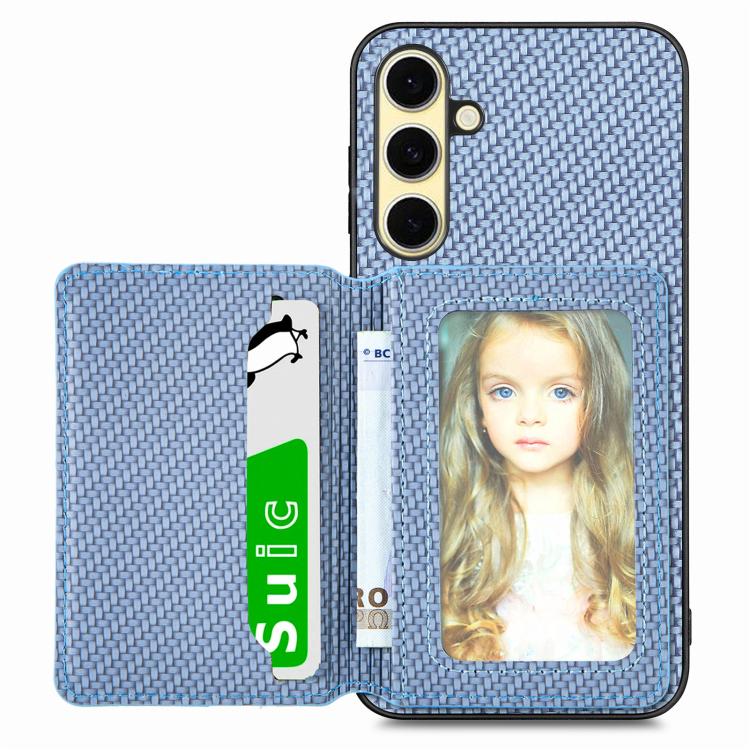 Carbon Fiber Magnetic Card Wallet RFID Blocking Phone Case, For Samsung Galaxy S25 Edge 5G, For Samsung Galaxy A56 5G, For Samsung Galaxy A36, For Samsung Galaxy S25 5G, For Samsung Galaxy S25+ 5G, For Samsung Galaxy S25 Ultra 5G�����������������������...