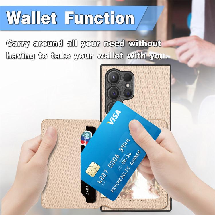 Carbon Fiber Magnetic Card Wallet RFID Blocking Phone Case, For Samsung Galaxy S23 FE 5G