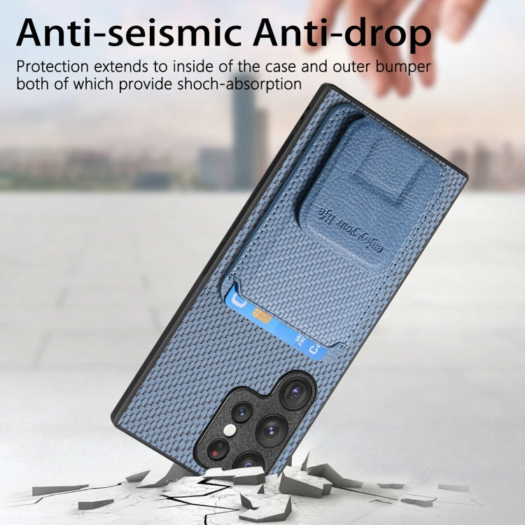 Carbon Fiber Card Bag Fold Stand Phone Case