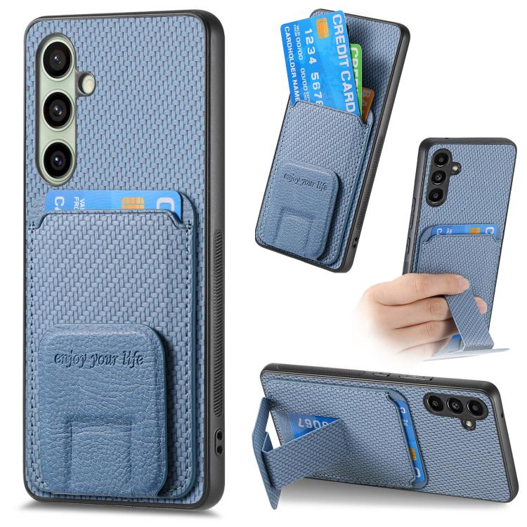 Carbon Fiber Card Bag Fold Stand Phone Case