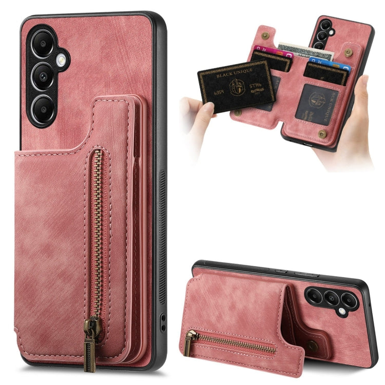 Retro Leather Zipper Wallet Back Phone Case