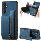 Retro Leather Zipper Wallet Back Phone Case
