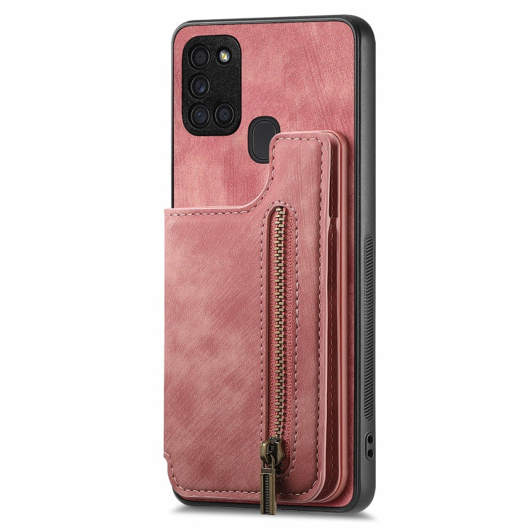 Retro Leather Zipper Wallet Back Phone Case