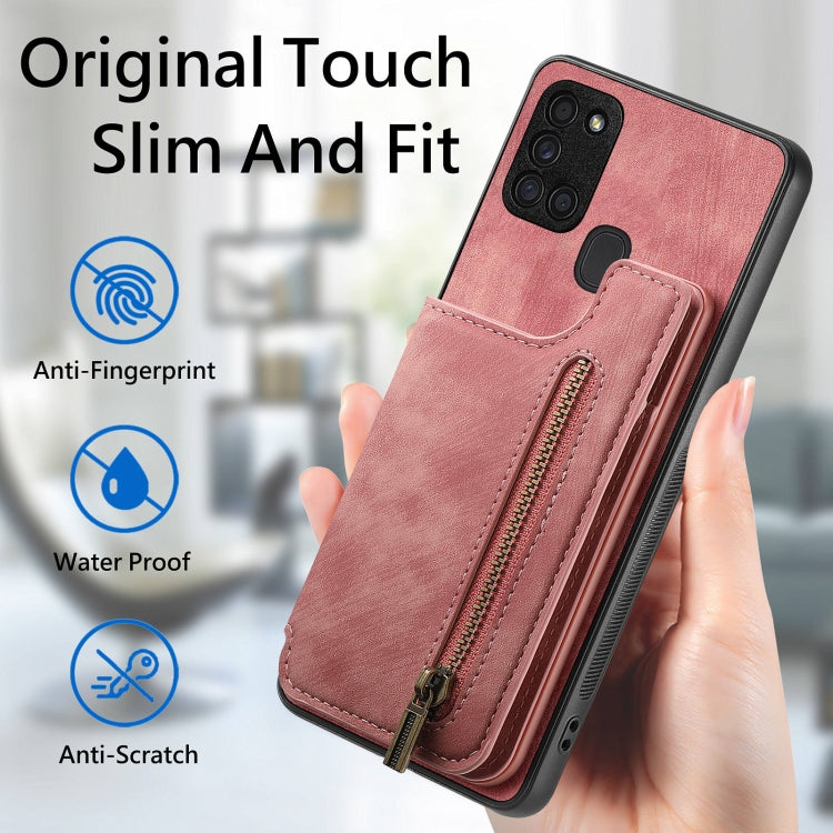 Retro Leather Zipper Wallet Back Phone Case