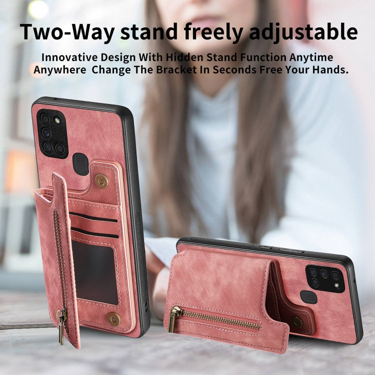 Retro Leather Zipper Wallet Back Phone Case