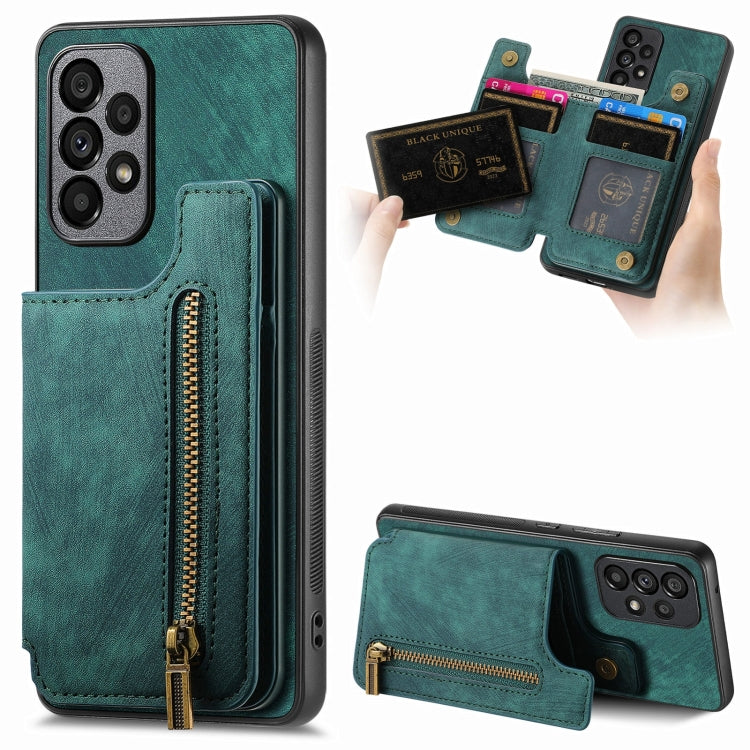 Retro Leather Zipper Wallet Back Phone Case