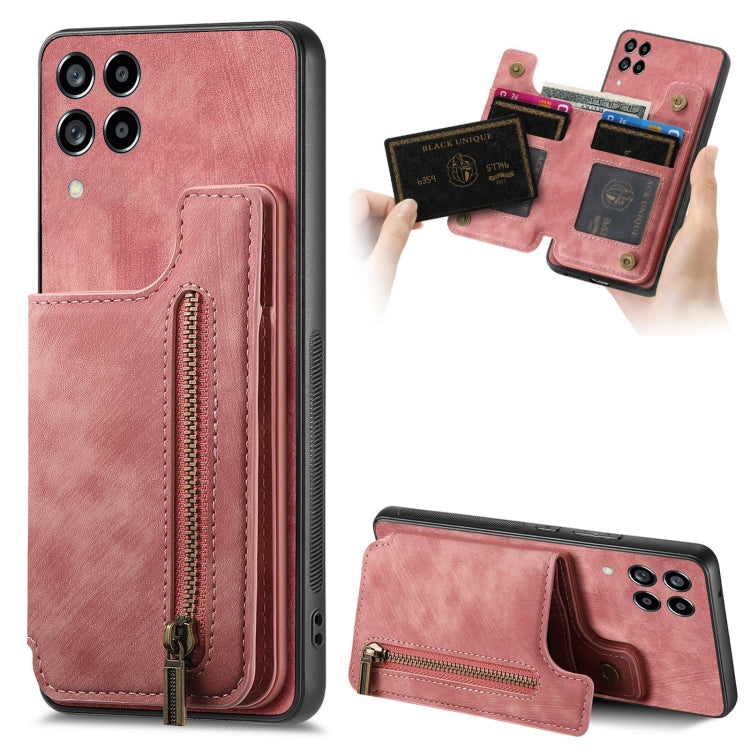 Retro Leather Zipper Wallet Back Phone Case