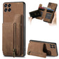 Retro Leather Zipper Wallet Back Phone Case